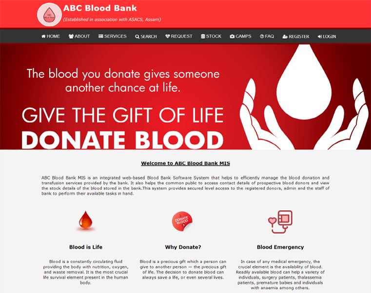 Blood Bank Management System screenshot